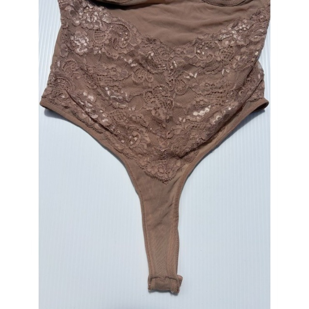 Forever 21 Bodysuit Women's Small Mocha Brown‎ Lace Trim Corset Style Festival - Picture 4 of 16